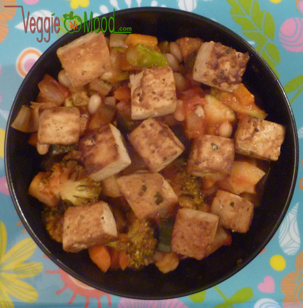 Cassoulet vegan aux légumes et tofu mariné