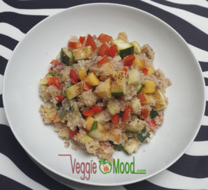 Taboulé de fonio aux pêches, courgettes et lavande