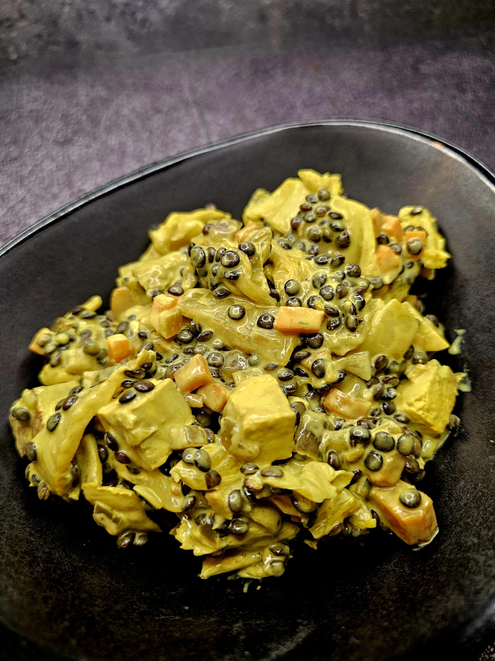 Lentilles Beluga au gingembre et curcuma