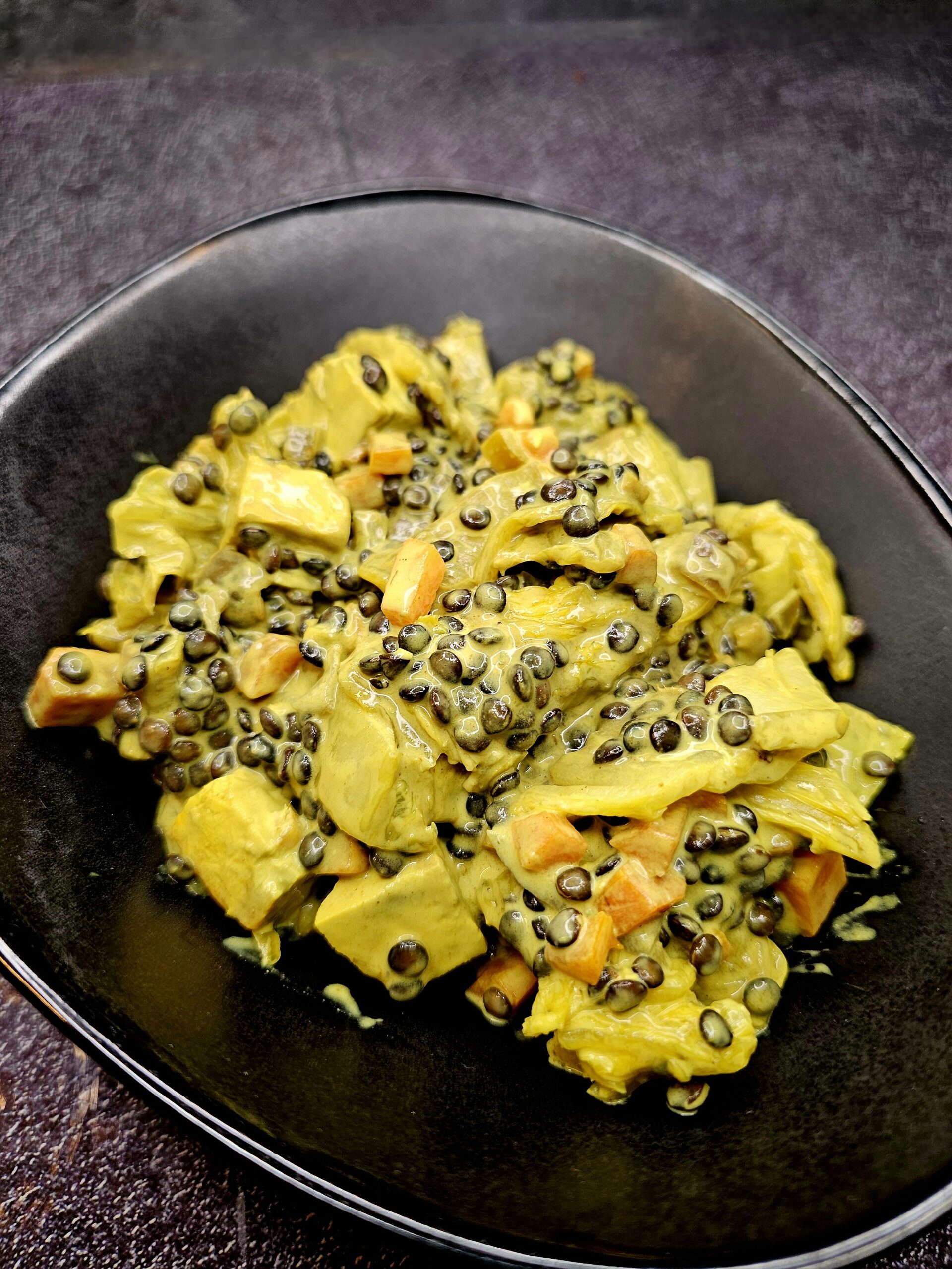 Lentilles Beluga au gingembre et curcuma