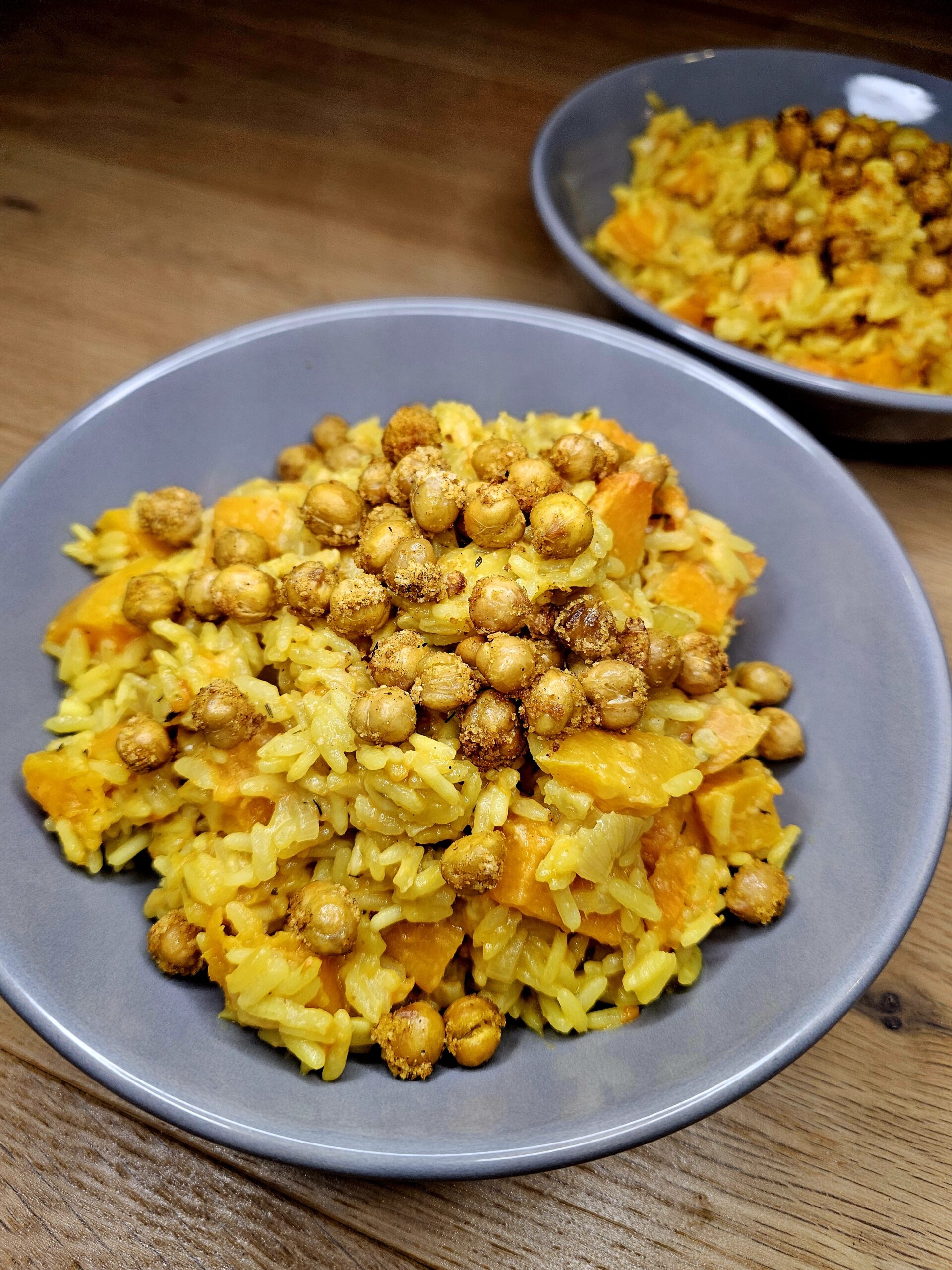 Risotto de butternut r&ocirc;tie, pois chiches croquants