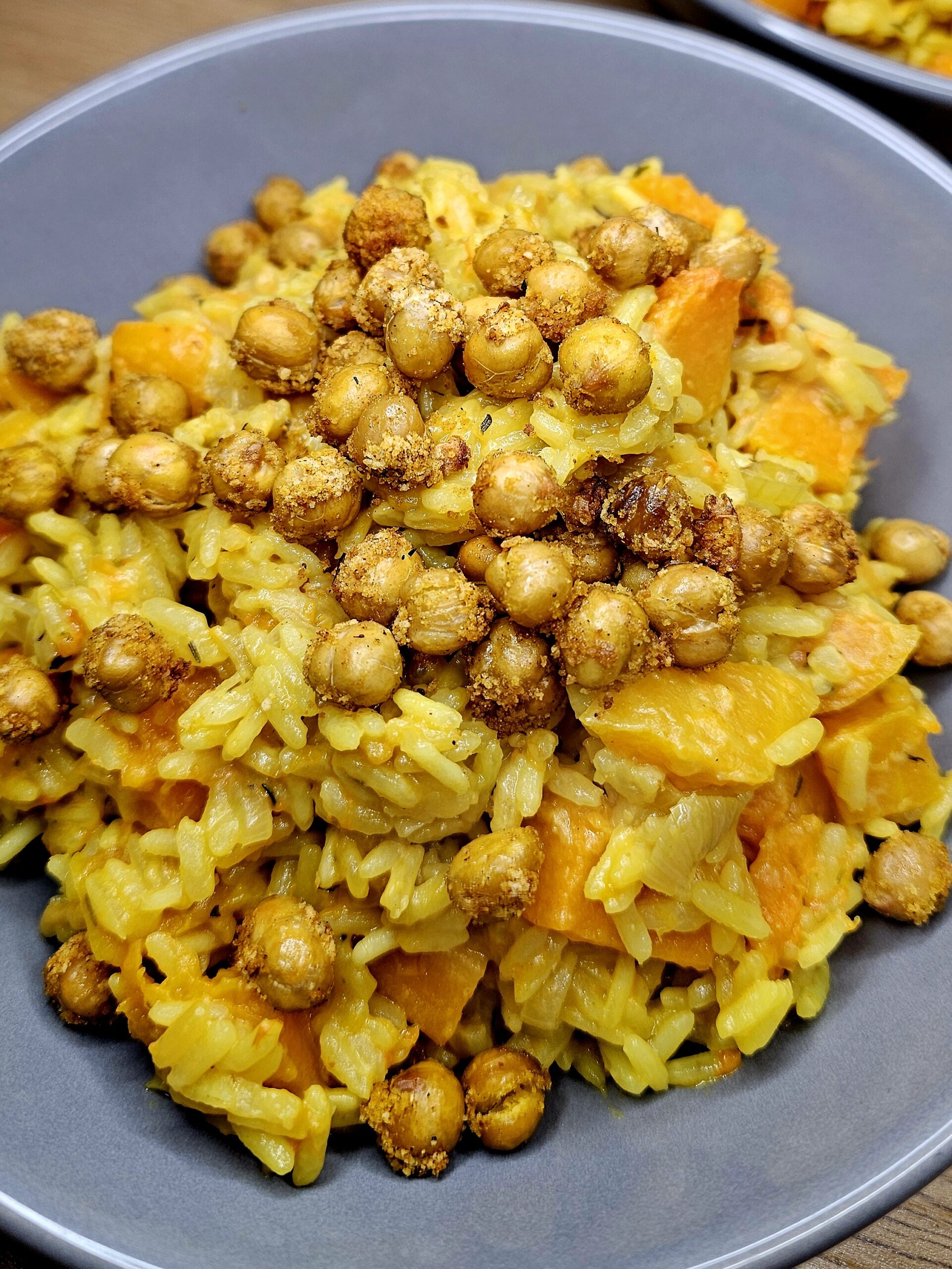 Risotto de butternut rôtie, pois chiches croquants