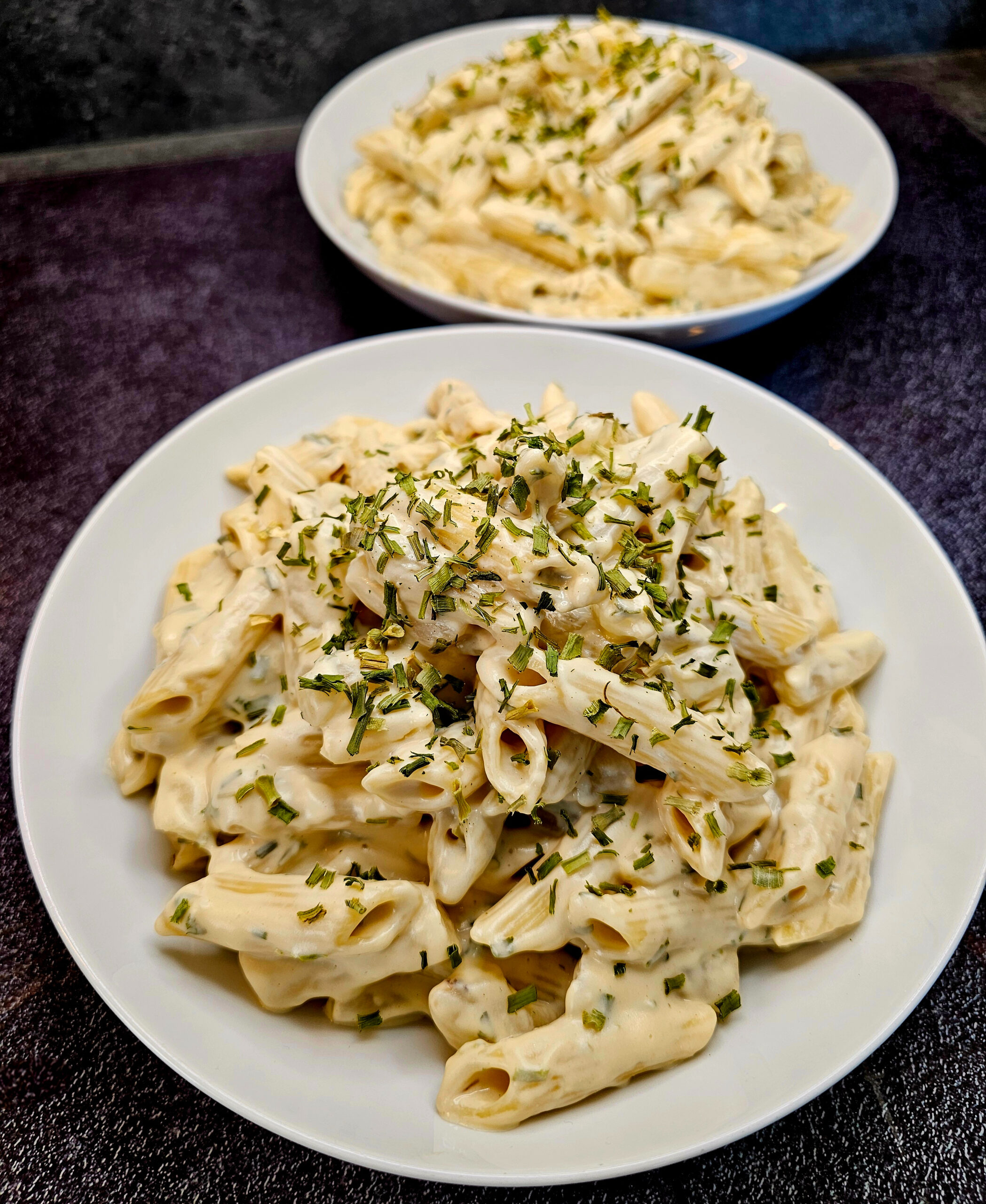 Penne aux salsifis, sauce citron et persil