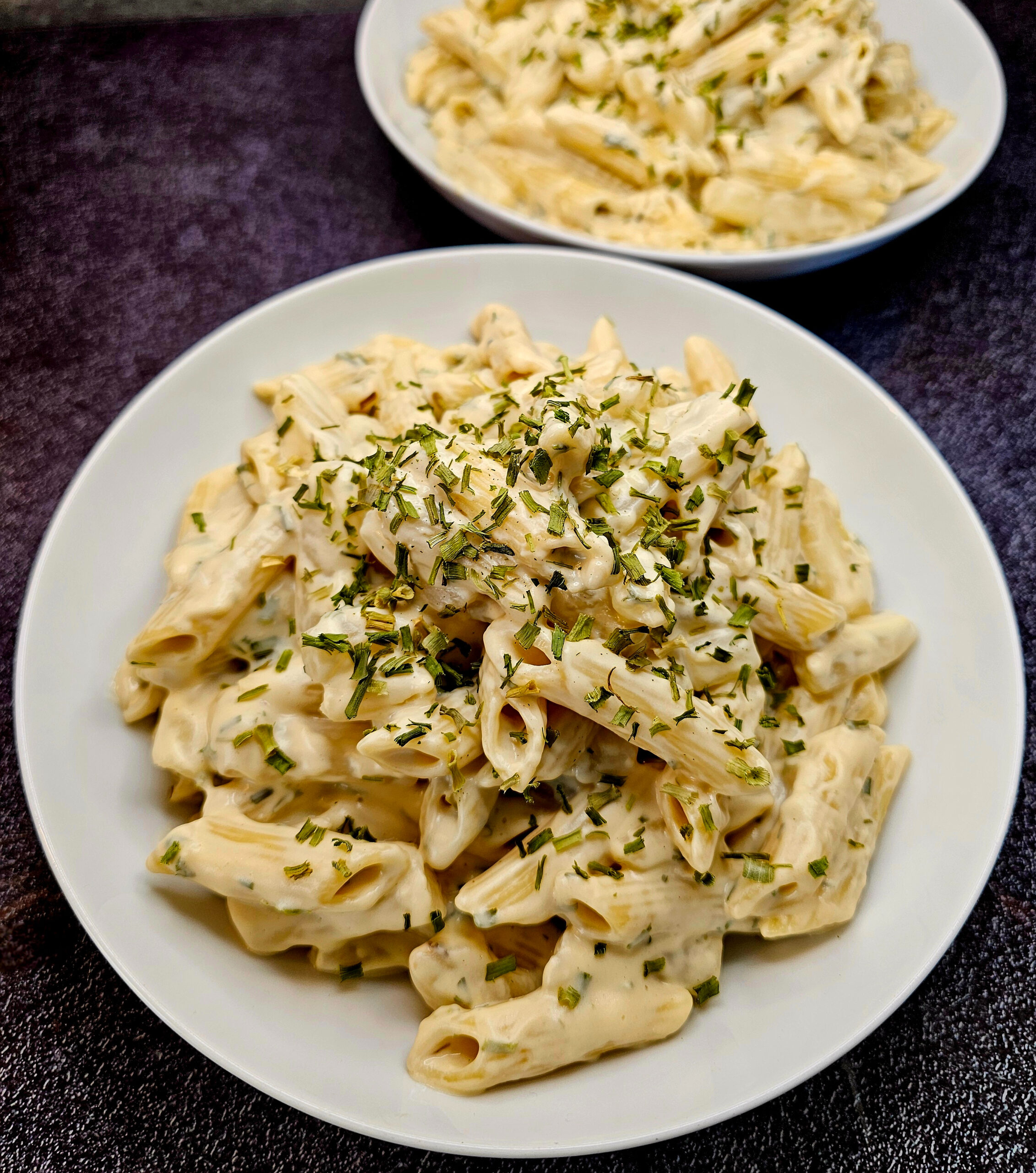 Penne aux salsifis, sauce citron et persil